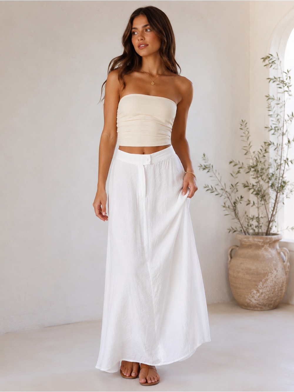 Princess Polly White Maxi Skirt Size 2 Coastal Resort Vacation Boho